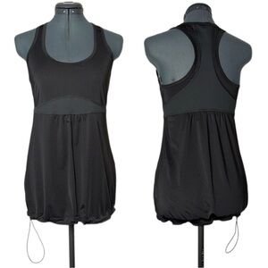 Lucy Racerback Tank Top with Cinch Hem Women's Size Medium Mesh Gray stripe